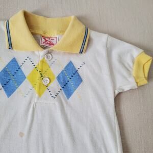 Vintage Blue/Yellow Argyle Polo 18 months